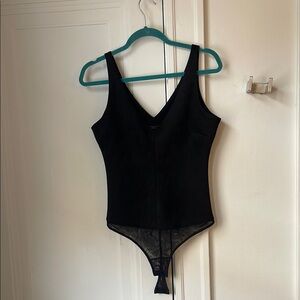 BCBG Black Sleeveless Tank Suede Bodysuit Small Black